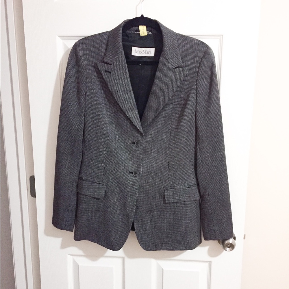 MaxMara Black and Gray Blazer Tailored Professional Fit
